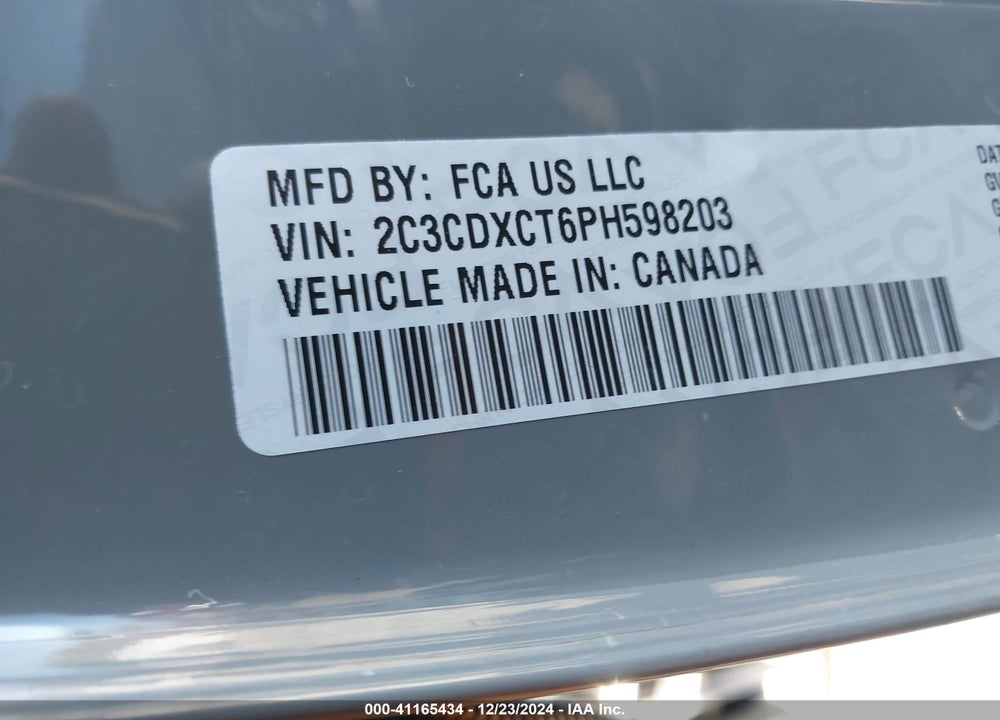 2023 DODGE CHARGER VIN: 2C3CDXCT6PH598203