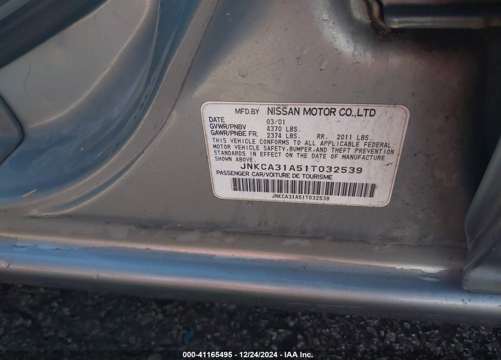 2001 INFINITI I30 LUXURY VIN: JNKCA31A51T032539