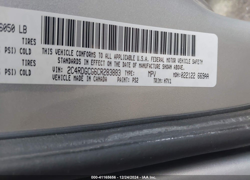 2012 DODGE GRAND CARAVAN SXT VIN: 2C4RDGCG6CR283883