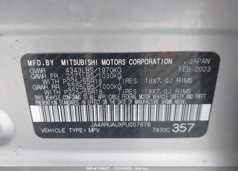 2023 MITSUBISHI OUTLANDER SPORT 2.0 SE AWC VIN: JA4ARUAUXPU007876