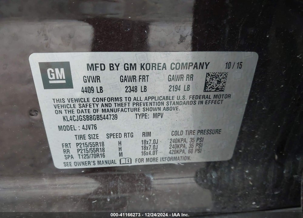 2016 BUICK ENCORE LEATHER VIN: KL4CJGSB8GB544739