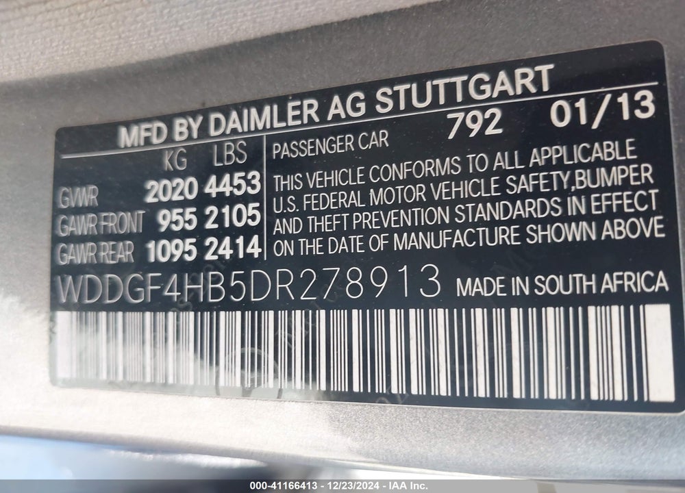 2013 MERCEDES-BENZ C 250 LUXURY/SPORT VIN: WDDGF4HB5DR278913