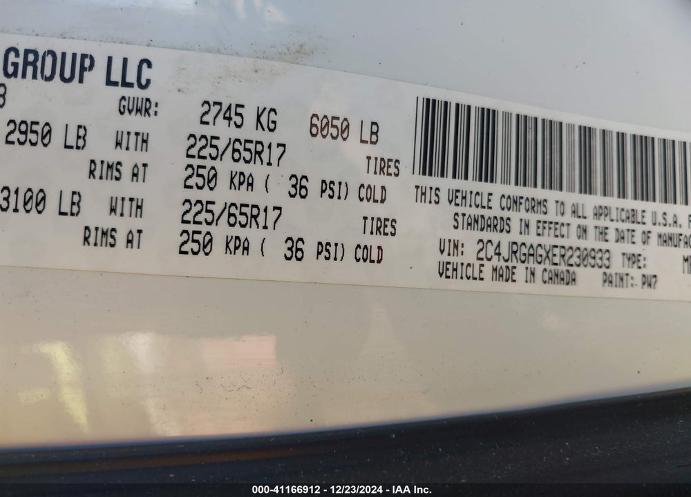 2014 RAM CARGO VIN: 2C4JRGAGXER230933