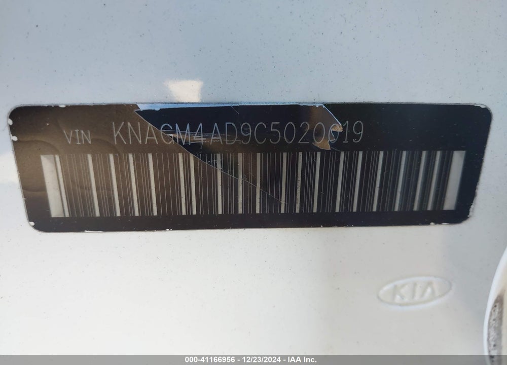 2012 KIA OPTIMA HYBRID VIN: KNAGM4AD9C5020019