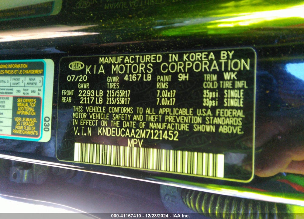 2021 KIA SELTOS VIN: KNDEUCAA2M7121452