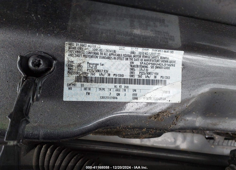 2013 FORD C-MAX HYBRID SEL VIN: 1FADP5BU4DL514292