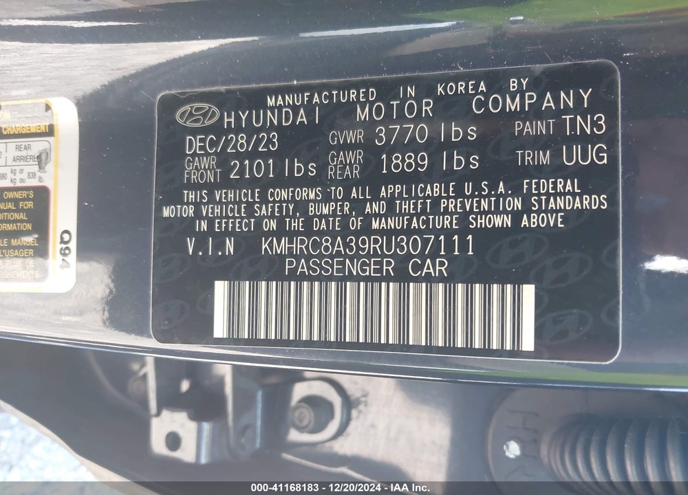 2024 HYUNDAI VENUE LIMITED VIN: KMHRC8A39RU307111