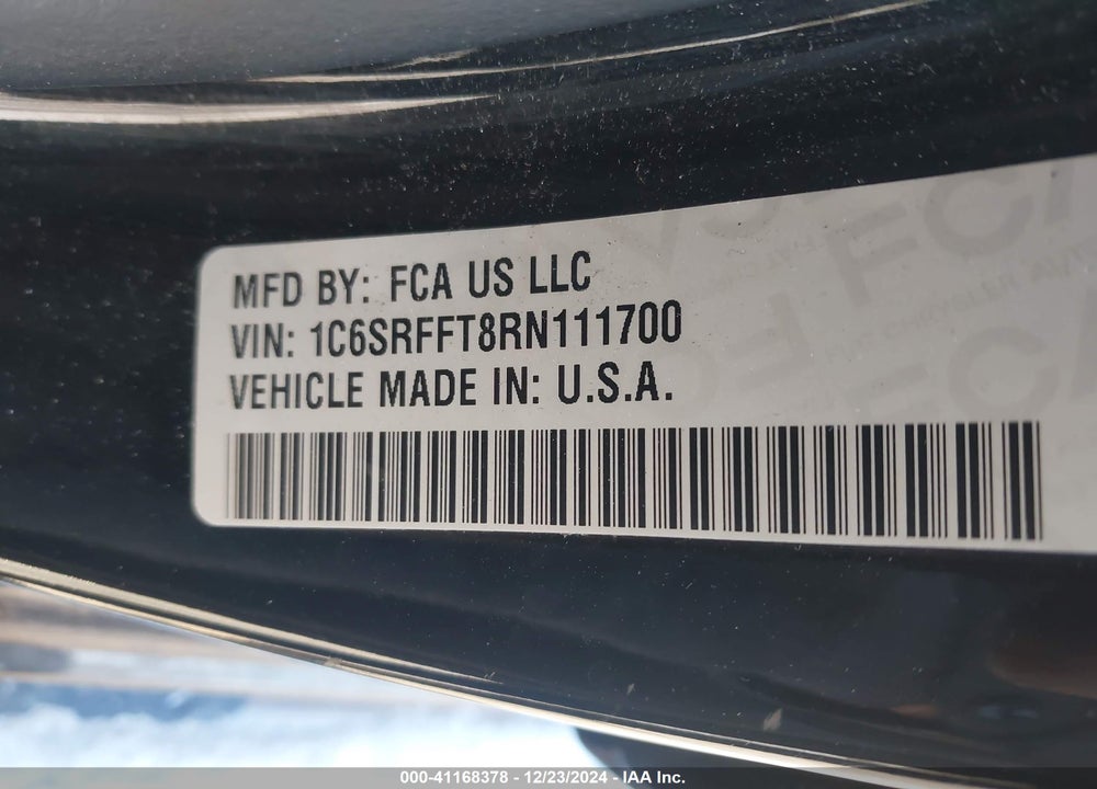 2024 RAM 1500 VIN: 1C6SRFFT8RN111700