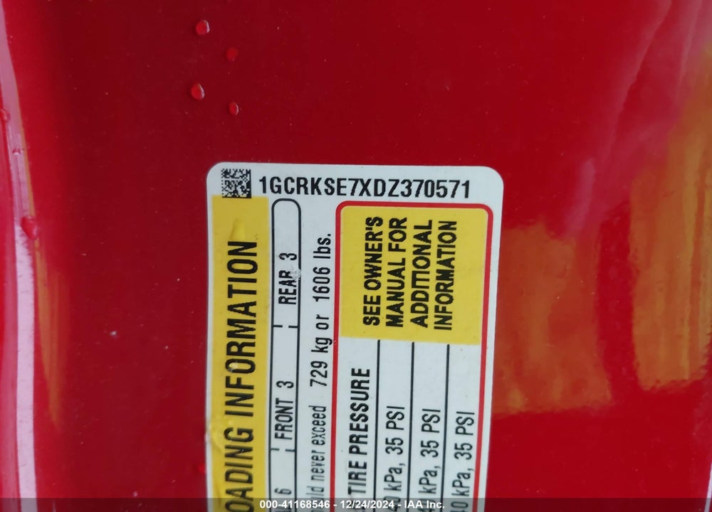 2013 CHEVROLET SILVERADO 1500 VIN: 1GCRKSE7XDZ370571