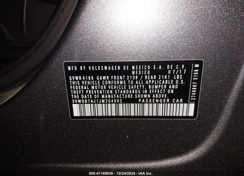 2018 VOLKSWAGEN JETTA 1.4T SE/1.4T WOLFSBURG EDITION VIN: 3VWDB7AJ1JM204992