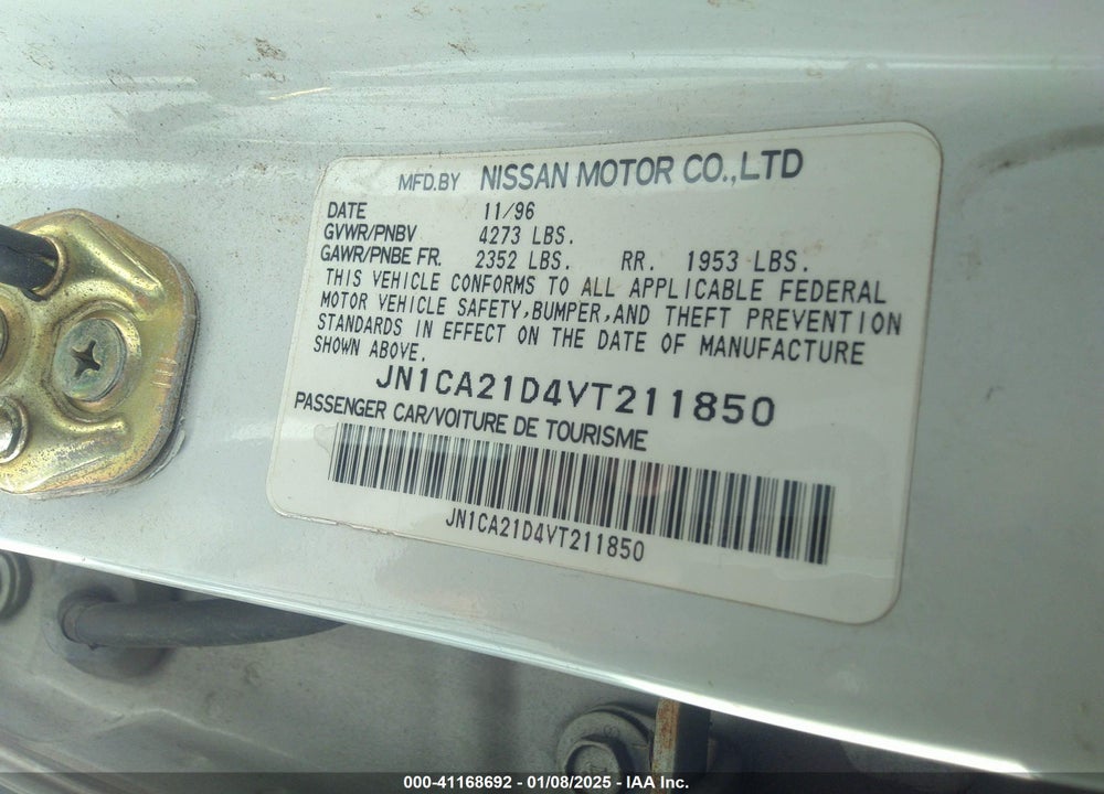 1997 NISSAN MAXIMA GLE/GXE/SE VIN: JN1CA21D4VT211850