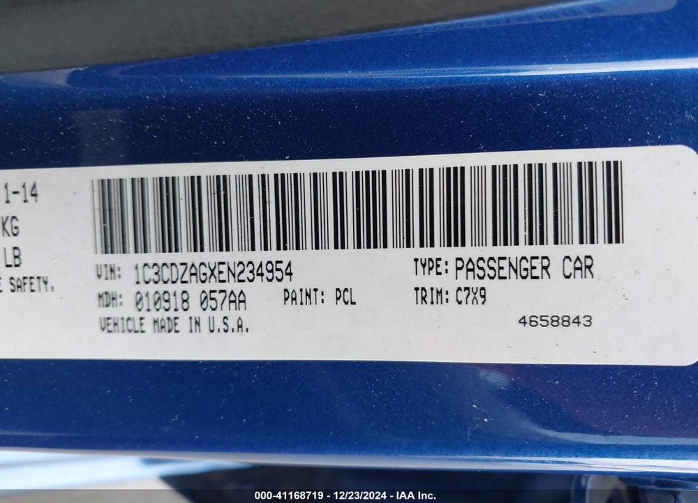 2014 DODGE AVENGER VIN: 1C3CDZAGXEN234954