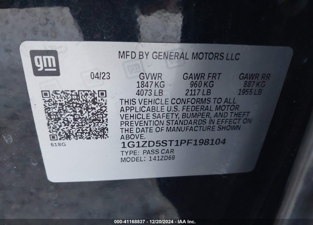 2023 CHEVROLET MALIBU FWD 1LT VIN: 1G1ZD5ST1PF198104