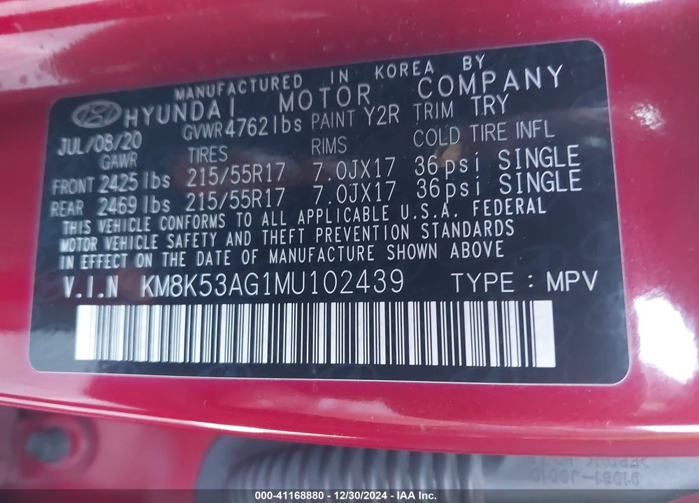 2021 HYUNDAI KONA ELECTRIC ULTIMATE VIN: KM8K53AG1MU102439