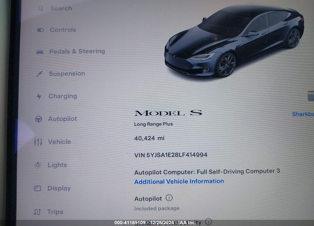 2020 TESLA MODEL S LONG RANGE DUAL MOTOR ALL-WHEEL DRIVE/LONG RANGE PLUS DUAL MOTOR ALL-WHEEL DRIVE VIN: 5YJSA1E28LF414994