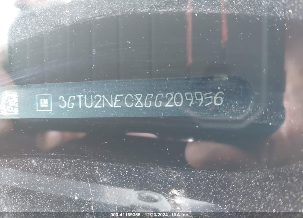 2016 GMC SIERRA 1500 VIN: 3GTU2NEC8GG209956