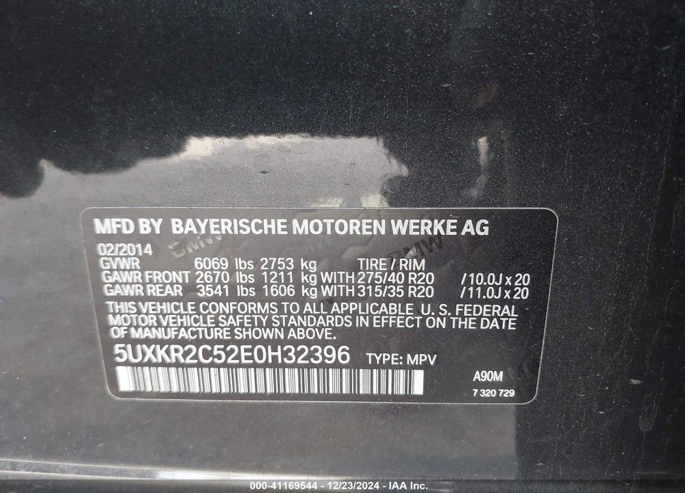 2014 BMW X5 SDRIVE35I VIN: 5UXKR2C52E0H32396