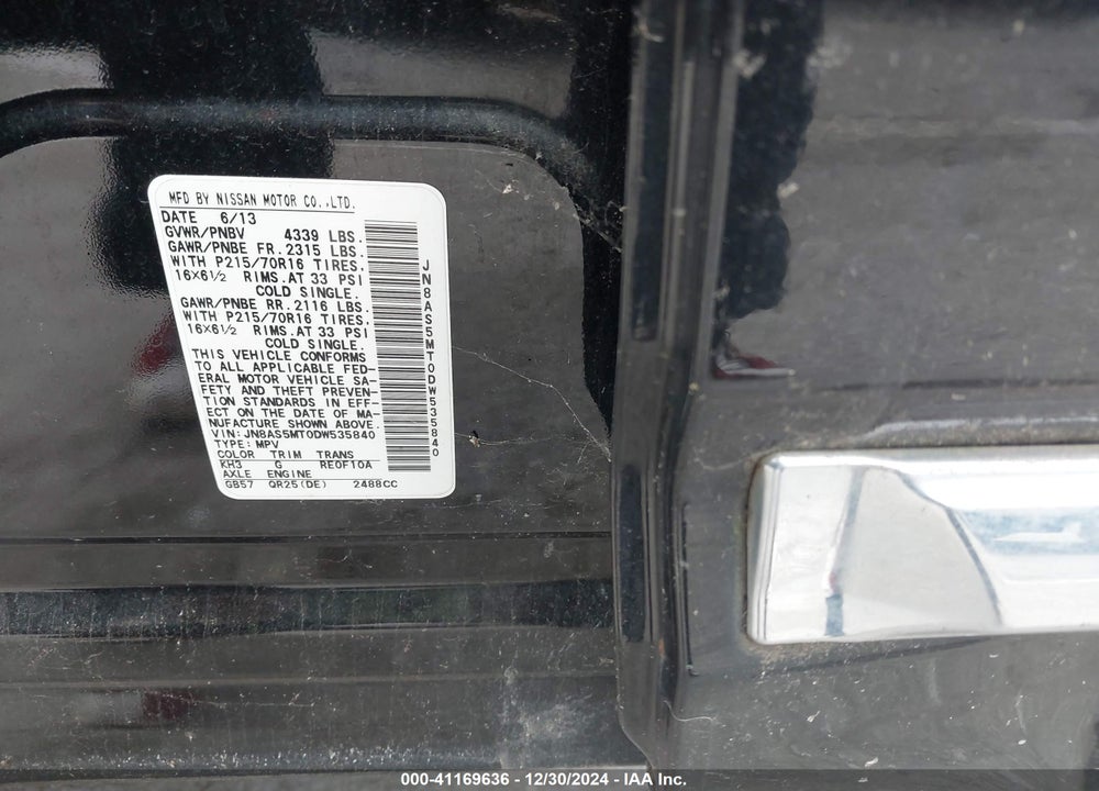 2013 NISSAN ROGUE S VIN: JN8AS5MT0DW535840