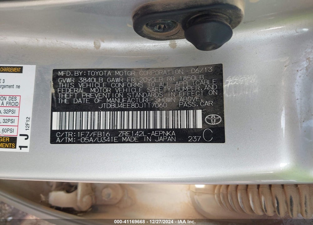 2013 TOYOTA COROLLA LE VIN: JTDBU4EE8DJ117060