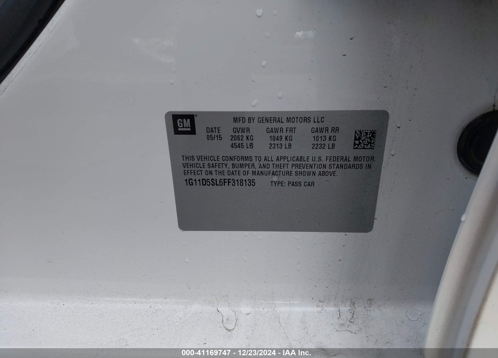 2015 CHEVROLET MALIBU VIN: 1G11D5SL6FF318135
