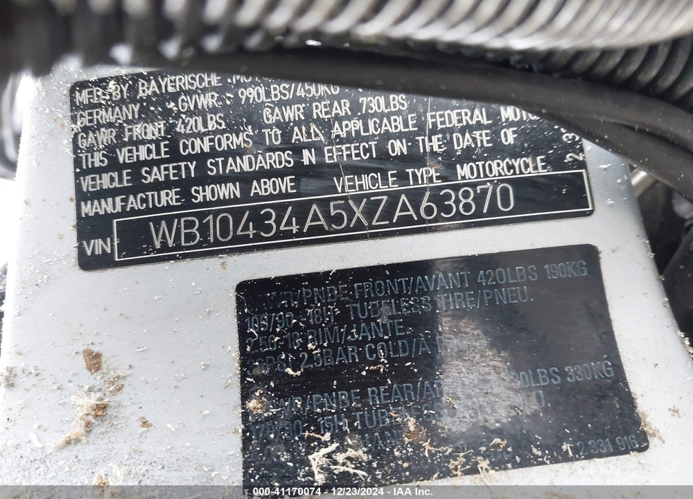1999 BMW R1200 C VIN: WB10434A5XZA63870