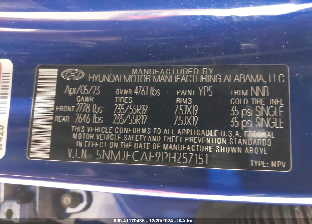 2023 HYUNDAI TUCSON SEL VIN: 5NMJFCAE9PH257151