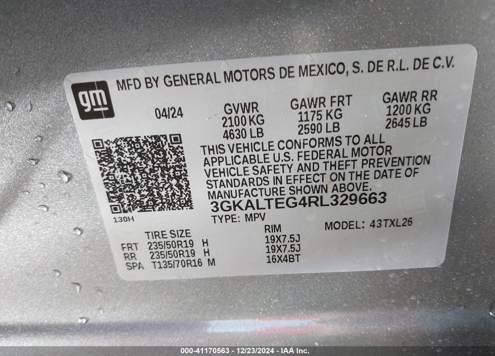 2024 GMC TERRAIN VIN: 3GKALTEG4RL329663