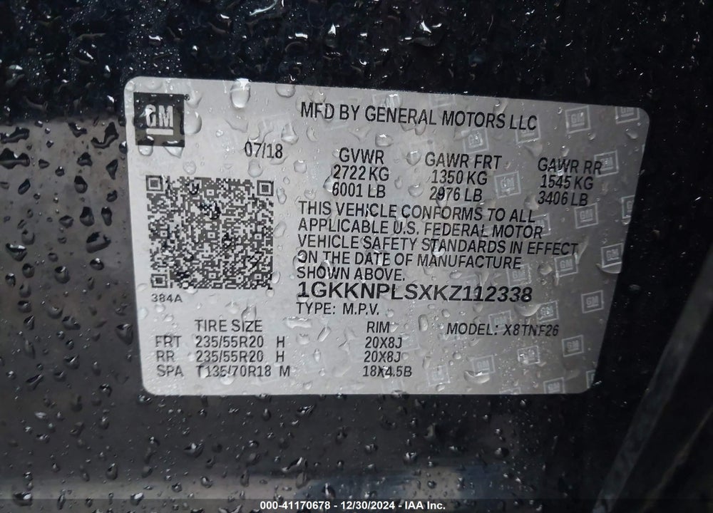 2019 GMC ACADIA DENALI VIN: 1GKKNPLSXKZ112338