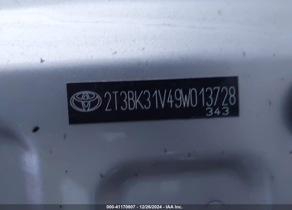 2009 TOYOTA RAV4 LIMITED VIN: 2T3BK31V49W013728