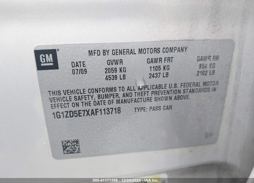 2010 CHEVROLET MALIBU LT VIN: 1G1ZD5E7XAF113718