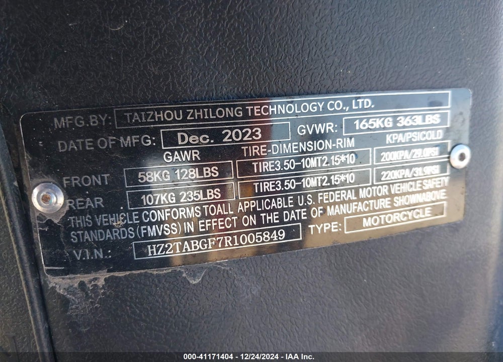 2023 OTHER --- VIN: HZ2TABGF7R1005849