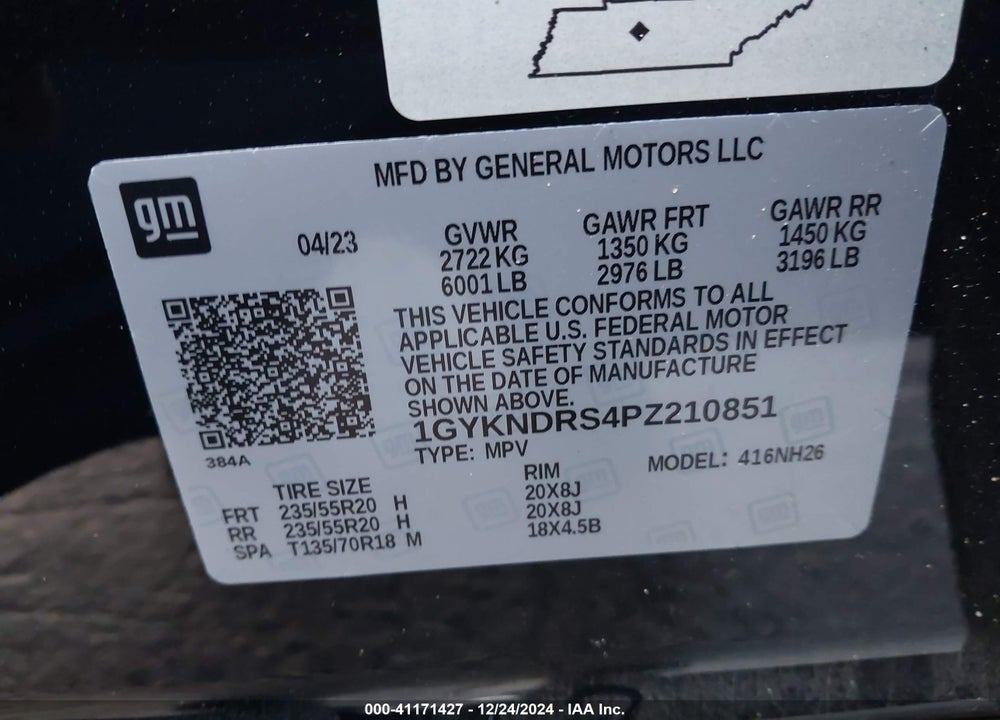 2023 CADILLAC XT5 AWD PREMIUM LUXURY VIN: 1GYKNDRS4PZ210851