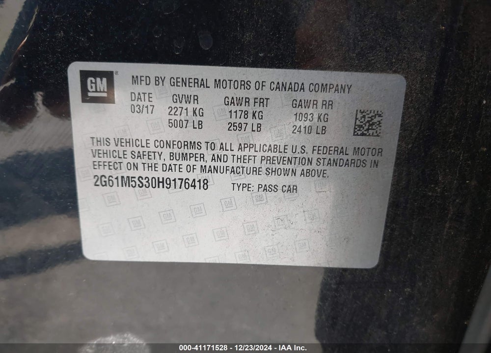 2017 CADILLAC XTS LUXURY VIN: 2G61M5S30H9176418
