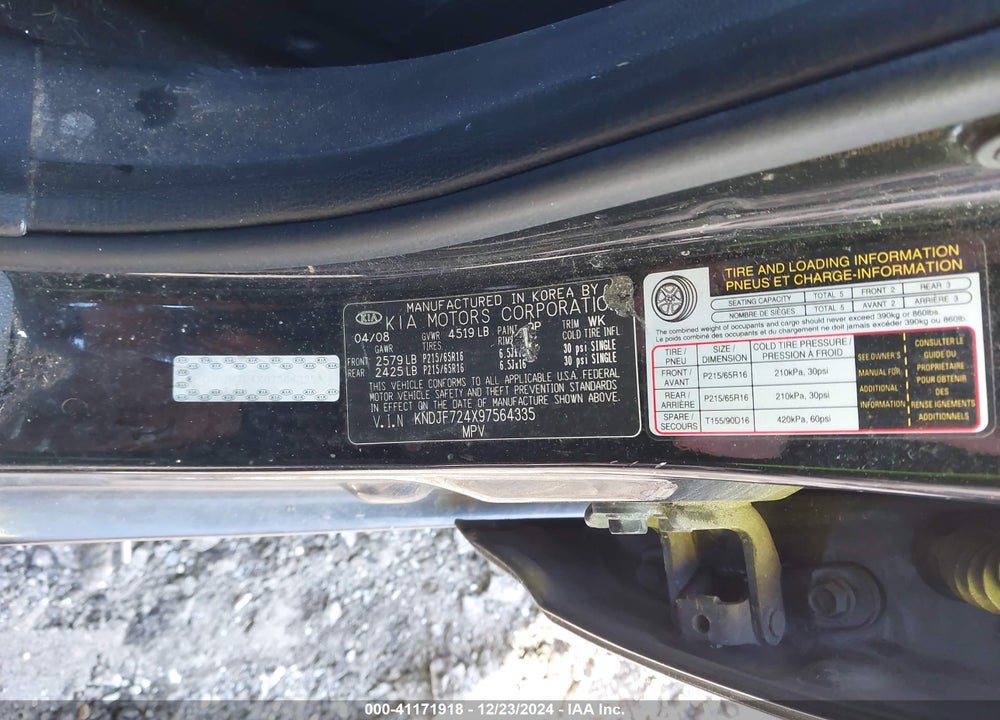 2009 KIA SPORTAGE LX VIN: KNDJF724X97564335
