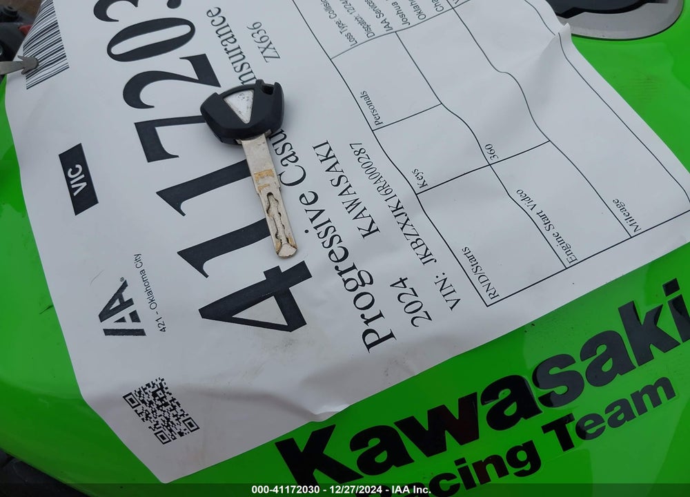 2024 KAWASAKI ZX636 K VIN: JKBZXJK16RA000287