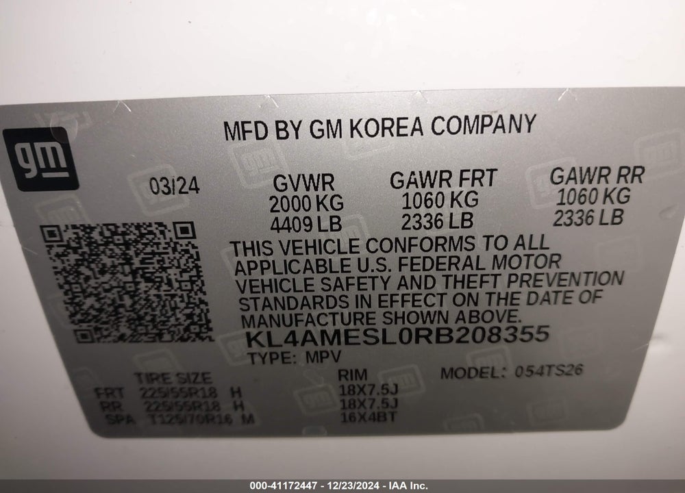 2024 BUICK ENCORE GX SPORT TOURING AWD VIN: KL4AMESL0RB208355