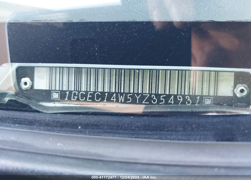 2000 CHEVROLET SILVERADO 1500 VIN: 1GCEC14W5YZ354931