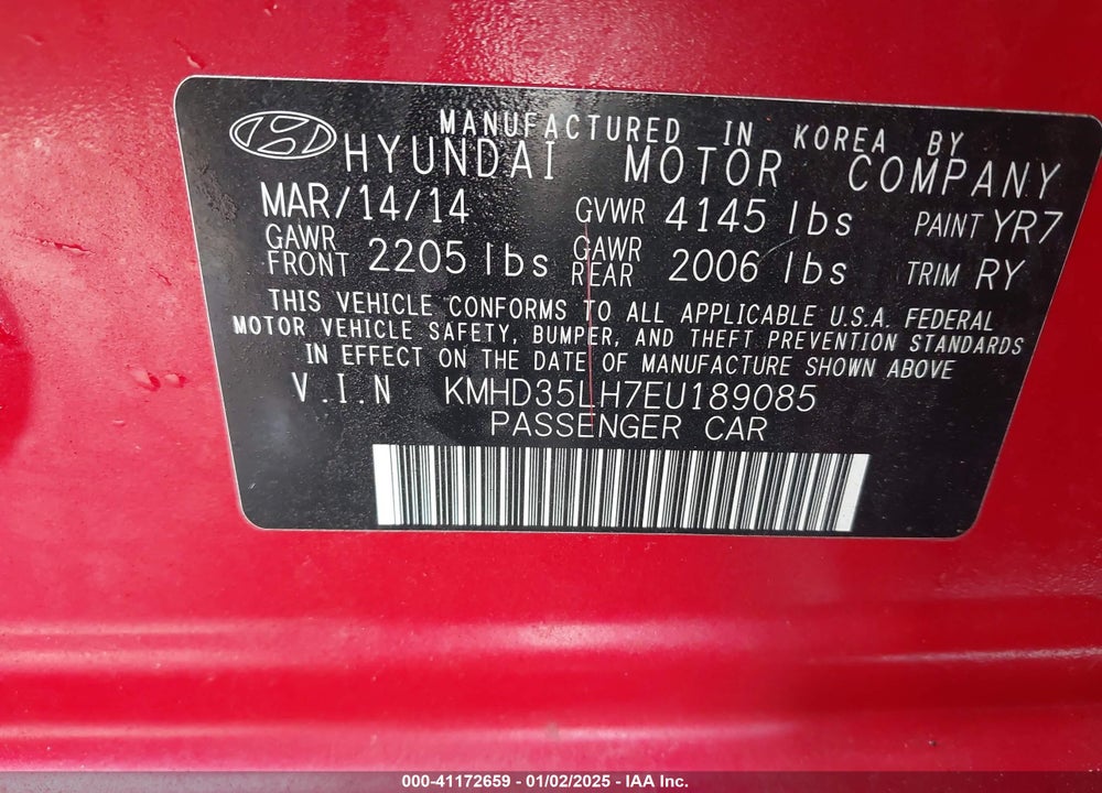 2014 HYUNDAI ELANTRA GT VIN: KMHD35LH7EU189085