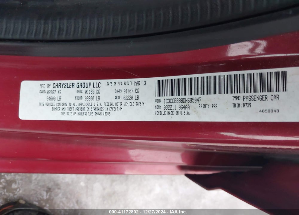 2013 CHRYSLER 200 TOURING VIN: 1C3CCBBB8DN695047