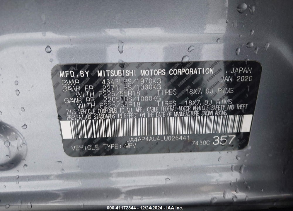 2020 MITSUBISHI OUTLANDER SPORT 2.0 SE VIN: JA4AP4AU4LU026441