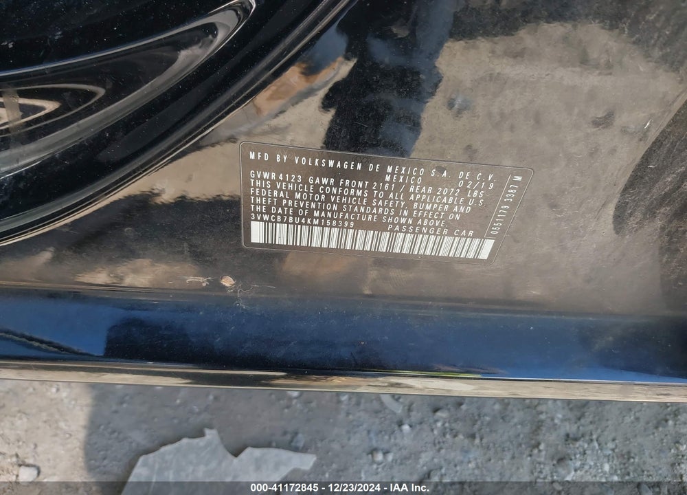 2019 VOLKSWAGEN JETTA VIN: 3VWCB7BU4KM158399