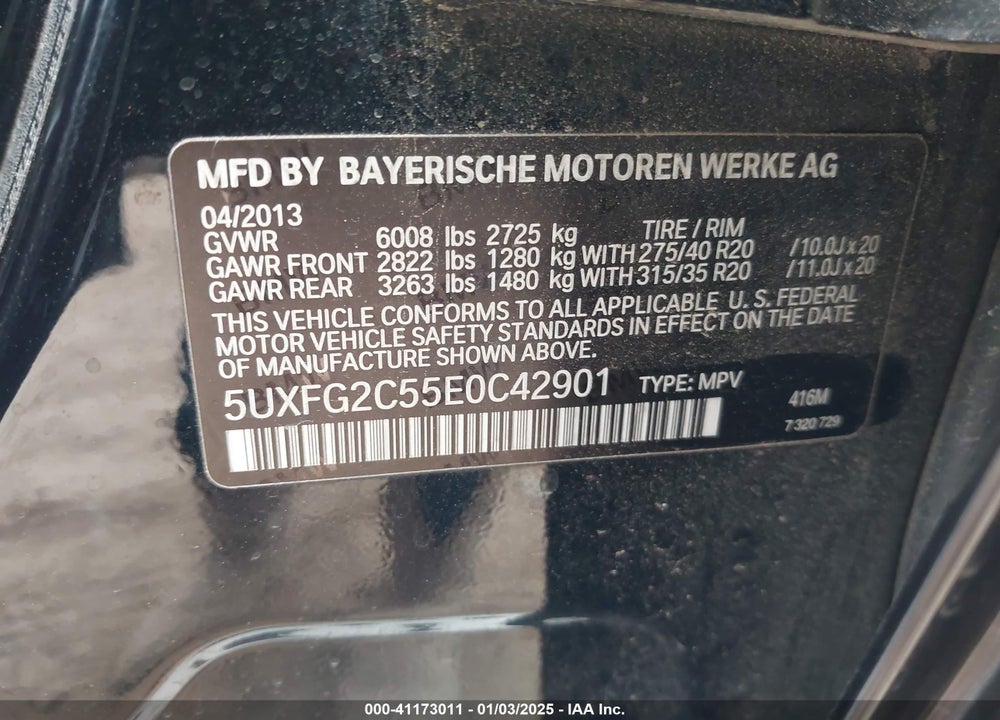 2014 BMW X6 XDRIVE35I VIN: 5UXFG2C55E0C42901