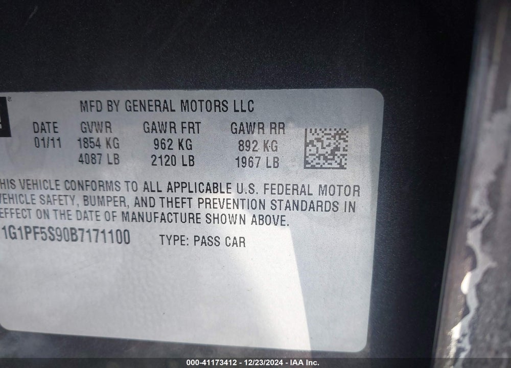 2011 CHEVROLET CRUZE VIN: 1G1PF5S90B7171100