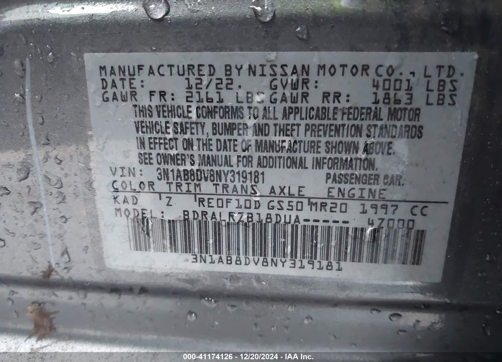 2022 NISSAN SENTRA SR XTRONIC CVT VIN: 3N1AB8DV8NY319181