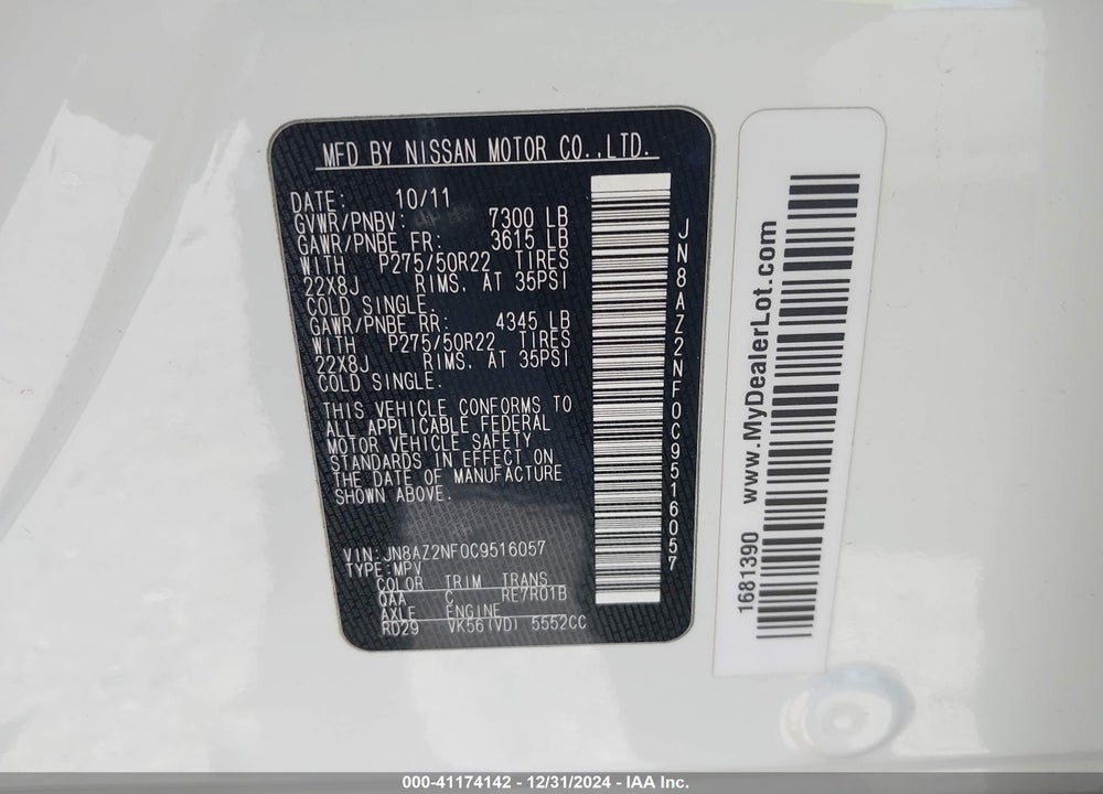 2012 INFINITI QX56 VIN: JN8AZ2NF0C9516057