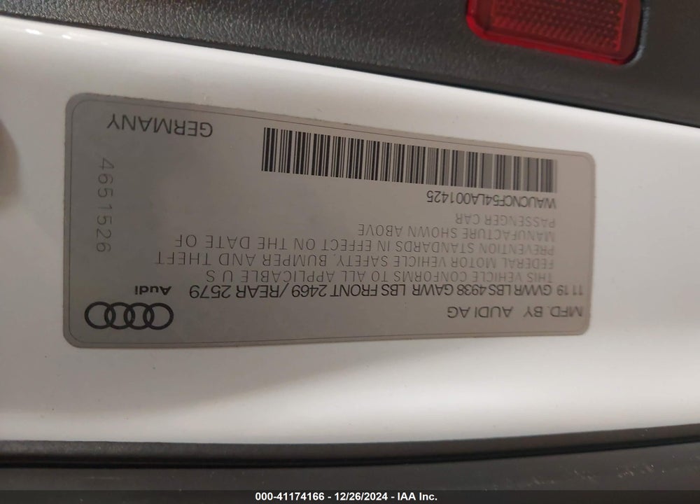 2020 AUDI A5 SPORTBACK VIN: WAUCNCF54LA001425