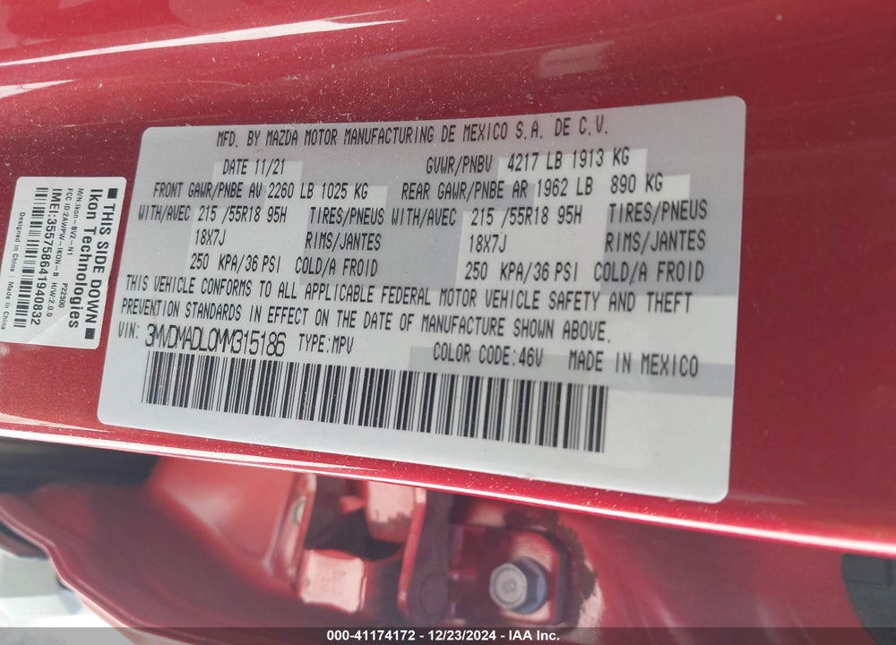 2021 MAZDA CX-30 VIN: 3MVDMADL0MM315186