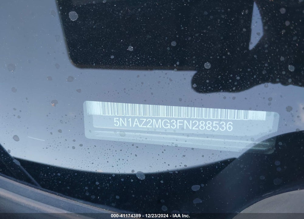 2015 NISSAN MURANO PLATINUM VIN: 5N1AZ2MG3FN288536