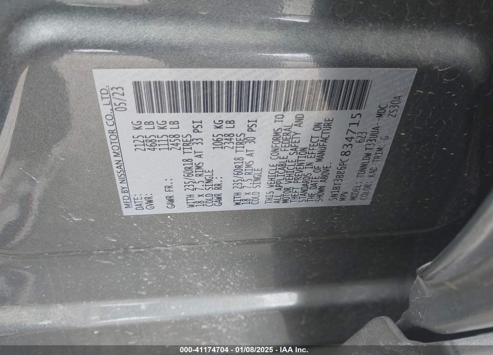 2023 NISSAN ROGUE SV INTELLIGENT AWD VIN: 5N1BT3BB6PC834715