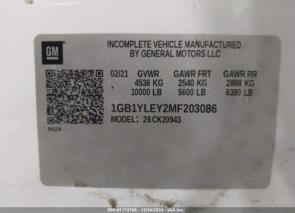 2021 CHEVROLET SILVERADO 2500HD VIN: 1GB1YLEY2MF203086